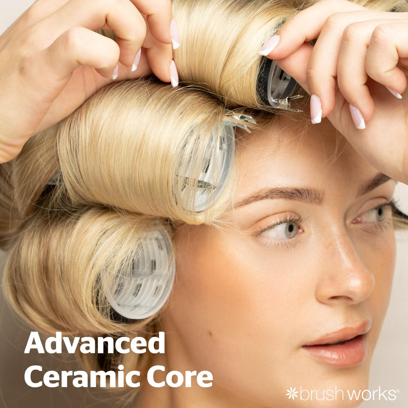 Brushworks Ceramic Thermal Hair Rollers, 9 Pack Assorted Sizes | 60mm, 48mm, 35mm, Small, Medium & Large, Heat Retaining, Voluminous, Bouncy, Long-Lasting Curls and Waves