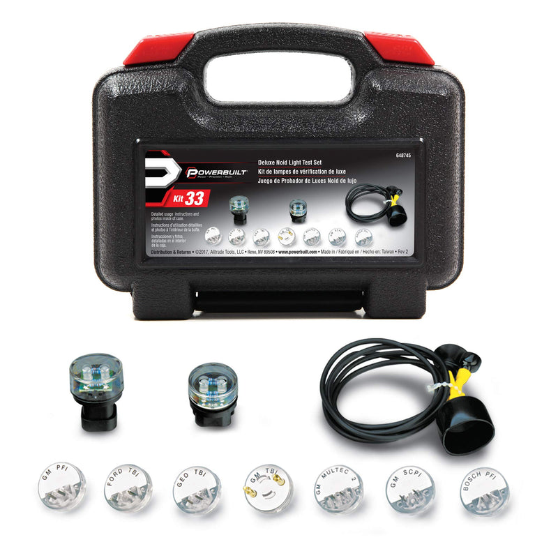 Powerbuilt Deluxe Fuel Injection Test Noid Light Tool Set, Kit Tests Vehicle Electronic Fuel Injectors and Idle Air Control Valves - 648745,Black 10 Piece