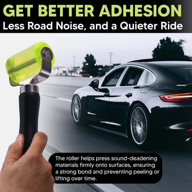 SSK-Roller Sound Dampening Installation Tool - Polyurethan Rubber Roller with Wooden Handle - Eliminates Air Bubbles