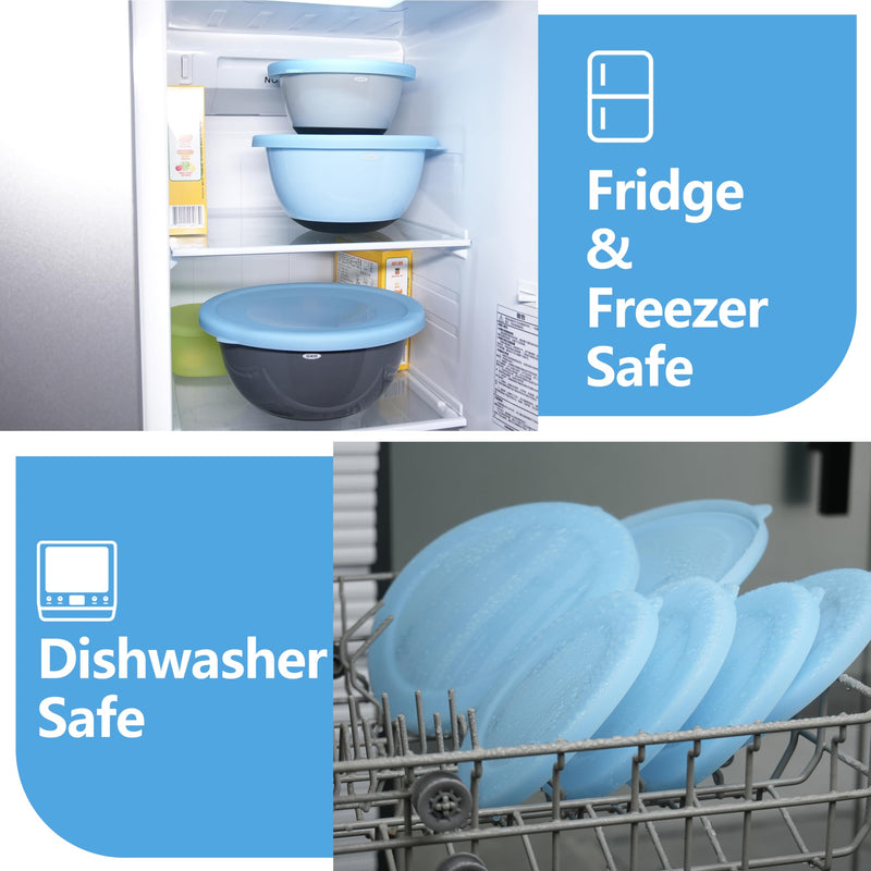 3 Pack Silicone Replacement Lids for OXO 1.5-Quart, 3-Quart & 5-Quart Good Grips Stainless-Steel Mixing Bowls, See-Through Silicone Lids, Dishwasher & Microwave Safe (Bowls Are Not Included) 3 Pack Lids 01
