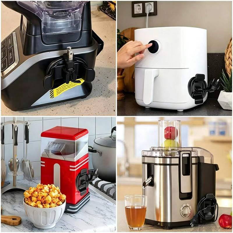 3Pack Black Appliance Cord Organizer, Self Adhesive Wire Holder | For mixer, air fryer, blender cords. Strong adhesive, easy peel-and-stick. Fits flat or curved surfaces. 3-pack value. 3PC