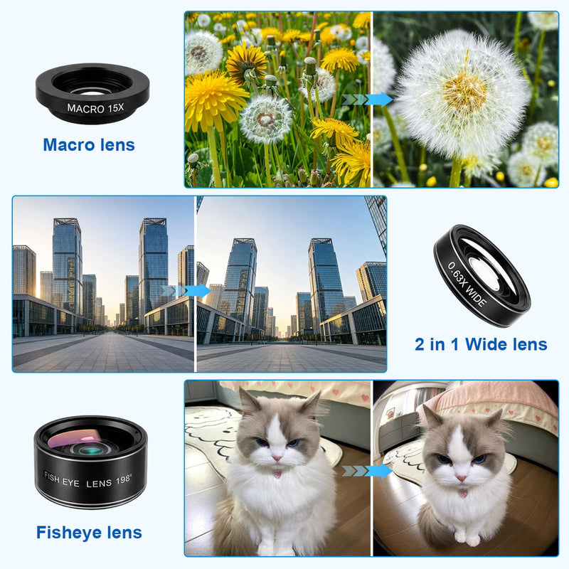 28X Telephoto Lens for iPhone with Tripod, 4-in-1 Phone Camera Lens Kit | Includes Wide Angle, Macro, Fisheye Lens, Universal Clip for Samsung Android, Pro Mobile Photography Attachment