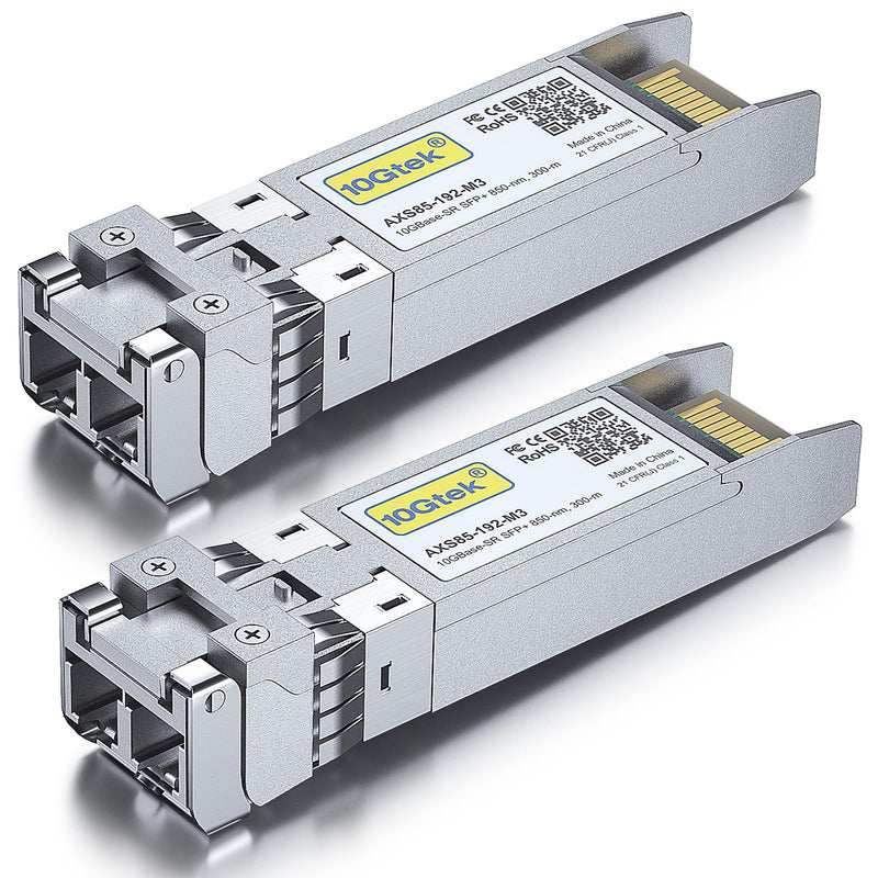 10Gtek 10GBase-SR SFP+ Transceiver, 10G 850nm MMF, up to 300 Meters, Compatible with Intel E10GSFPSR, Pack of 2 4. 10GBase-SR: 300m For Intel X2