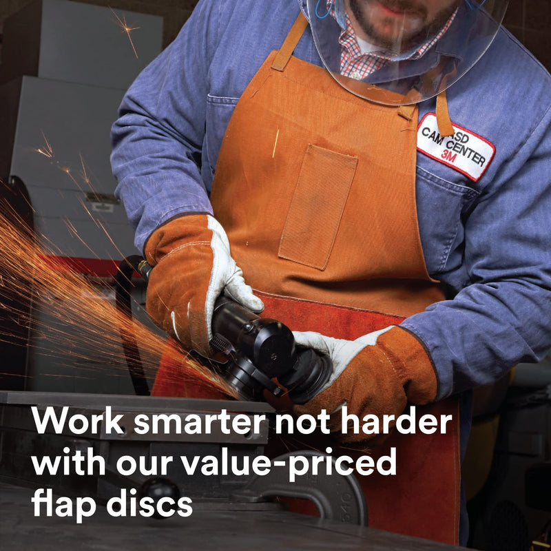 3M Flap Disc 769F, Type 27, 80+, 4-1/2 in x 7/8 in, High Performance Abrasive, Ceramic Precision-Shaped Grain Grinding and Finishing Disc, Carbon Steel, Stainless Steel 4.5 in x 7/8 in T27, 80+