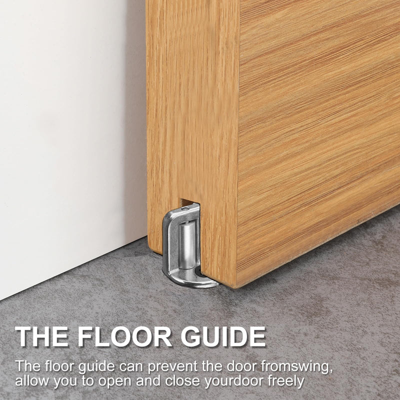4 Pack Sliding Barn Door Floor Guide, Barn Door Adjustable Roller, Wall Mount System, Flush Bottom Sliding Gate Hardware, Durable Steel Floor Track, Easy to Install Silver Of A4