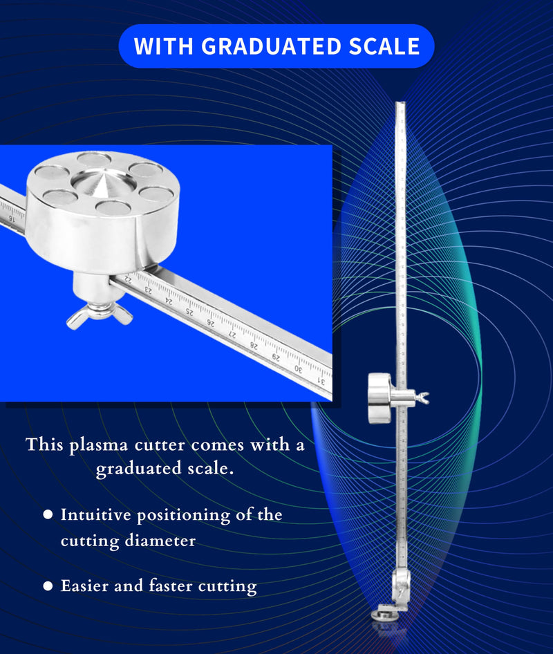 Plasma Cutting Compass, Stainless Steel Plasma Cutter Torch, Circle Guide Roller Wheel Compass, Cutting Tool Accessories with Scale Ruler Gauge, Torch Circle Guide Roller for AG60/