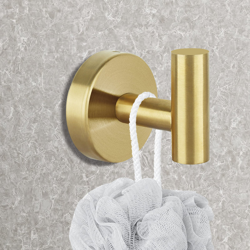 8 Pcs Bathroom Robe Towel Hooks Coat Wall Hook Stainless Steel Heavy Duty Door Hanger Towel Robe Clothes Cabinet Closet Sponges Hook for Bathroom Bedroom Kitchen Hotel Pool (Gold) 8 Gold
