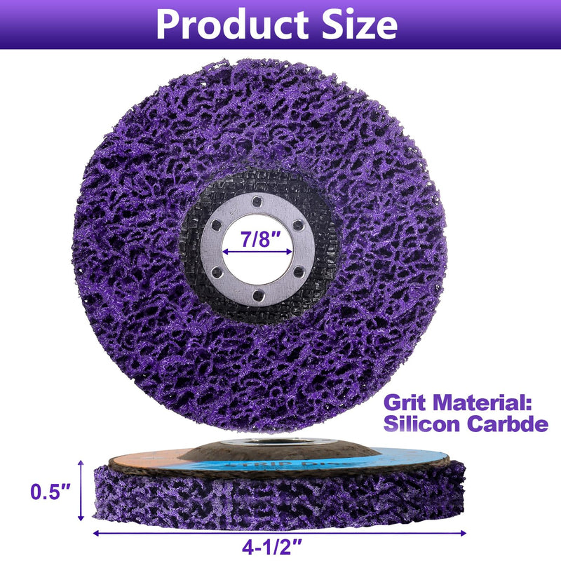 10 Pack Strip Discs Stripping Wheel for Angle Grinder, 4-1/2" x 7/8" Rust Remover Discs, Clean and Remove Paint Coating Rust Welds Oxidation(Purple) 10 4-1/2'' x 7/8''-Purple