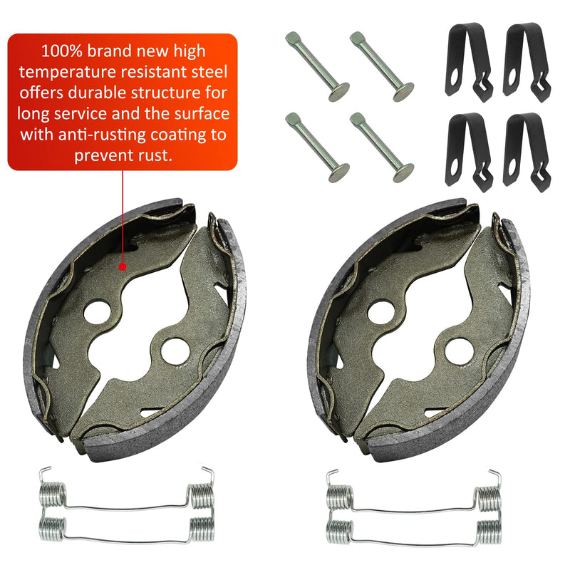 Front Brake Shoes Springs Pins Left & Right for Honda TRX200 TRX250 FourTrax Recon 200 250, OEM# 06450-HC4-900 45175-VM0-003