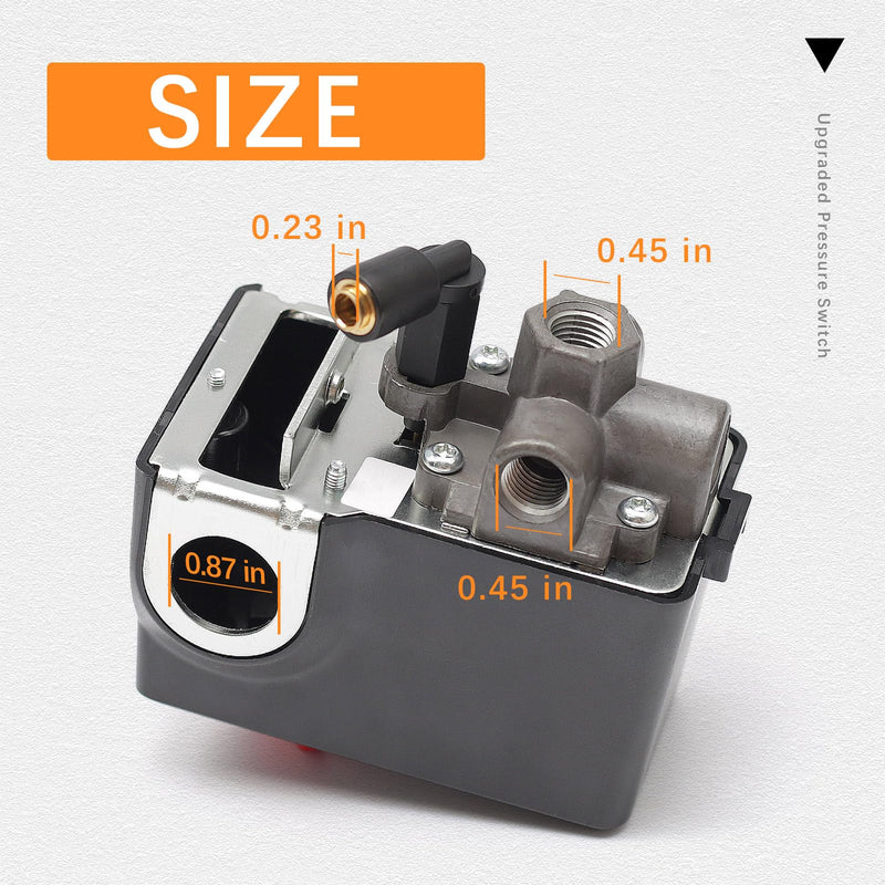 Upgraded Pressure Switch Compatible with Condor MDR 11/11 EA, 26 AMPS 120/240 Volts 120-155 PSI