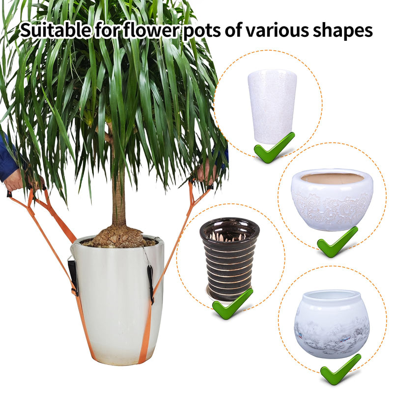Potted Plant Mover，Plant Lifting Straps for Garden Flower Pots, Planters，Rocks, Trees，Easily Lift and Move Heavy Items Up to 250 Pounds, Large Size,Orange，Patent Pending