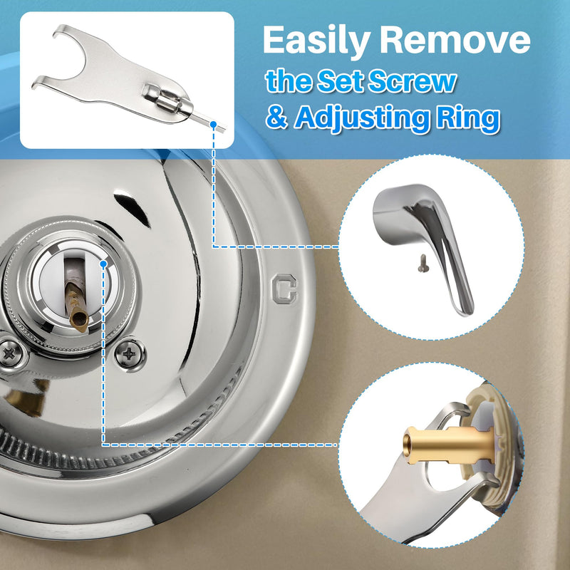 Shower Handle Renovation Repair Trim Kit Compatible with Delta RP54870, Single Function Tub Trim Kit Compatible with Delta 600 Series Shower Valve, Acrylic Handle(Chrome) Chrome