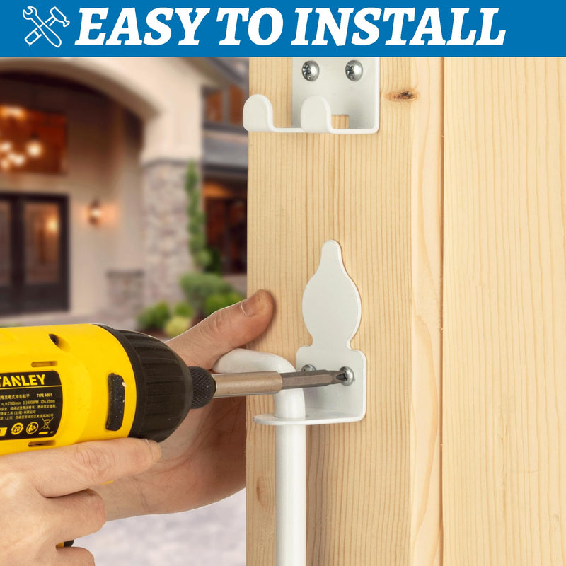 36" Heavy Duty Cane Bolt Gate Drop Rod Hardware Ground Latch for Wood PVC Vinyl Metal Fences Gates, Double Doors, White Solid Steel -2 Pack 2 36 Inch
