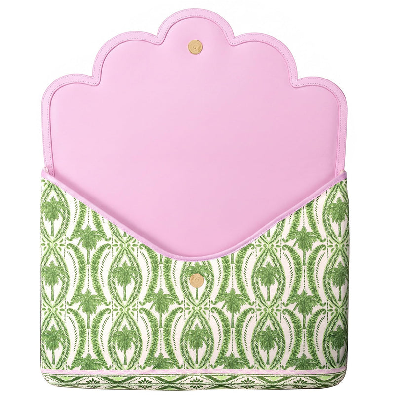 Lilly Pulitzer Padded Laptop Sleeve and Pouch Set, Textured Palm Stripe | Neoprene 16” Computer Case with Matching Zip Pouch, Magnetic Closure Envelope Laptop Bag with Scallop Trim & Storage Pocket