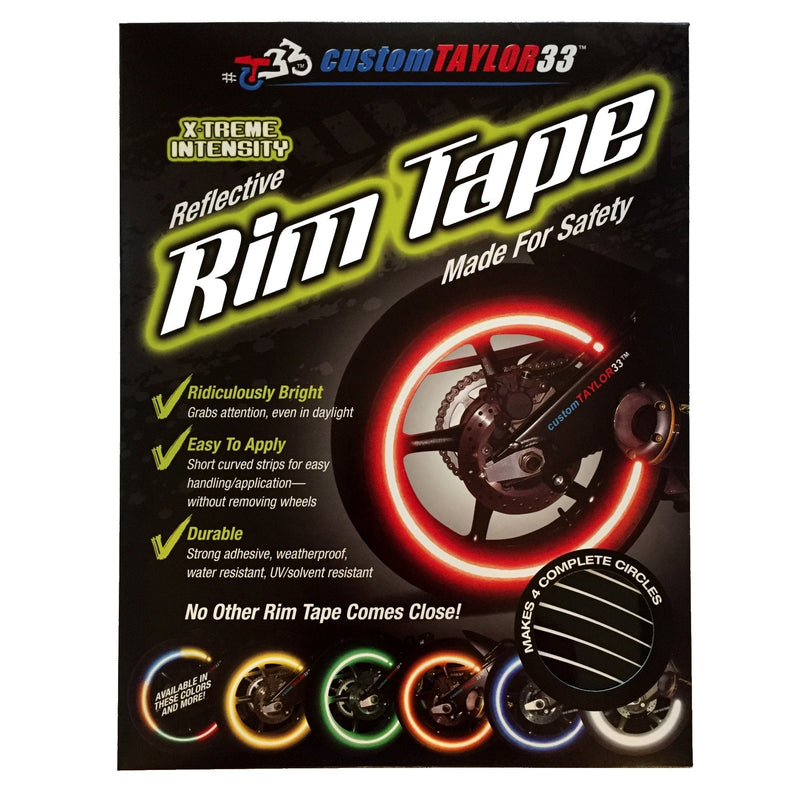 customTAYLOR33 Black Engineering Grade Reflective Copyrighted Rim Tapes - (Must Select Your Rim Size) 17"/18" (Combination Rim Size)