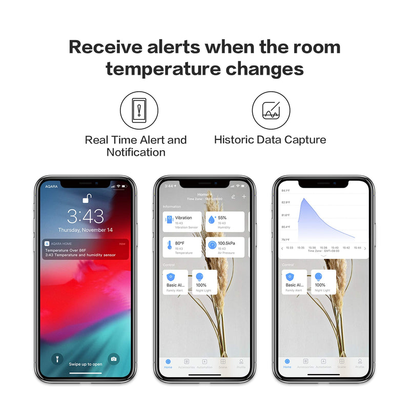 Aqara Zigbee Temperature and Humidity Sensor, Wireless Thermometer Hygrometer for Home Automation, Remote Monitoring, Requires Aqara Hub (not 3rd-Party), Compatible with Apple HomeKit, Alexa, IFTTT