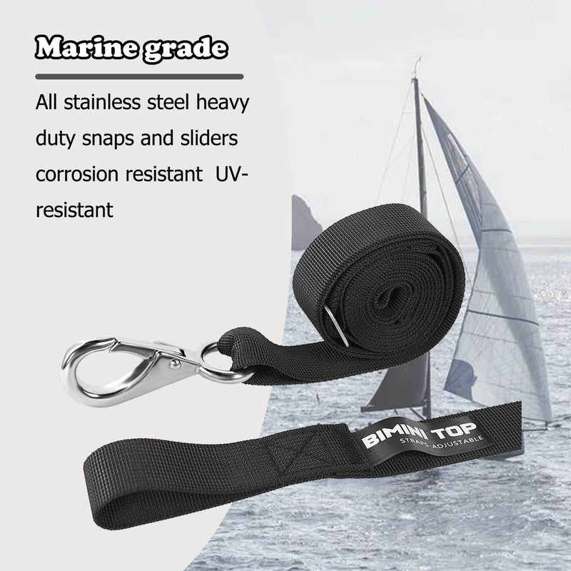 Adjustable Bimini Top Straps,Marine Awning Webbing Straps with Stainless Stee Heavy Duty Snap Hooks,Bimini Top Hardware,Marine Nylon Top Strap (Big Hook Strap) 2PCS