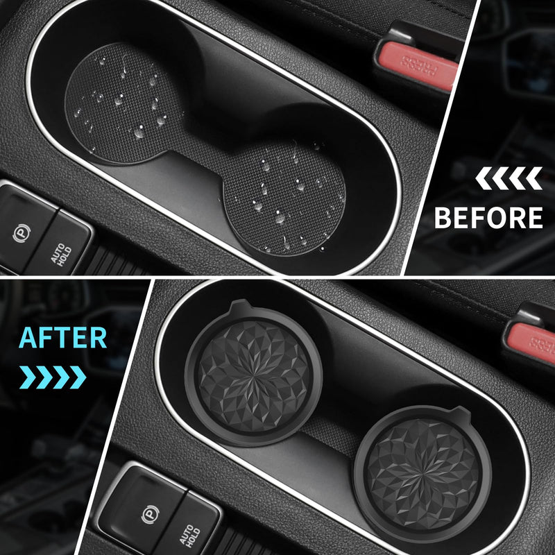 ME.FAN Car Cup Coasters [4 Pack] Silicone Cars Coasters - Universal Non-Slip Recessed Interior Accessories - Cup Holder Inserts Black 4pack-black