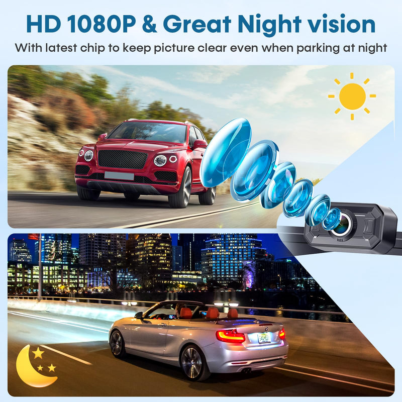 Wireless Backup Camera for Trucks: 5 Inch 1080P HD Display, Rear View Camera, IP69K Waterproof, Night Vision, Dual-Camera Support, DIY Installation, Customizable Parking Lines by Befumly H21 5'' + License Plate Camera