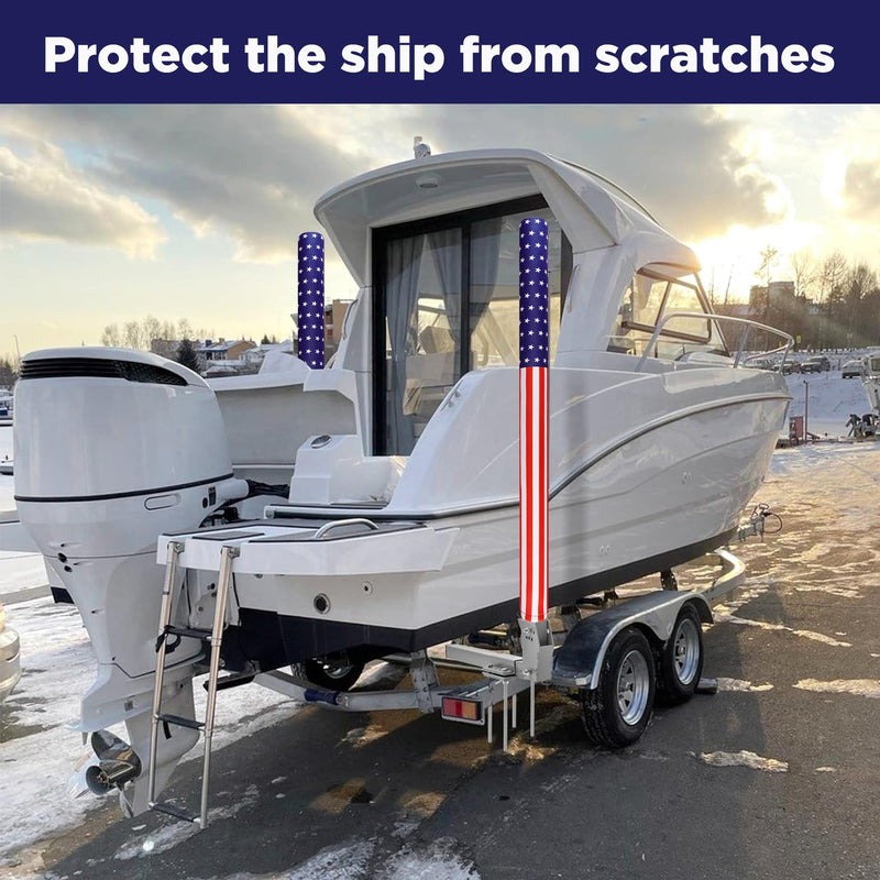 48" USA Boat Trailer Guide Pole Cover- Heavy Duty Neoprene Boat Trailer Capped Guide Protective Cover- 4th of July American Flag Marine Trailer Guide Poles Cover for Sailboat Trailer (Set of 2) 48 Inch