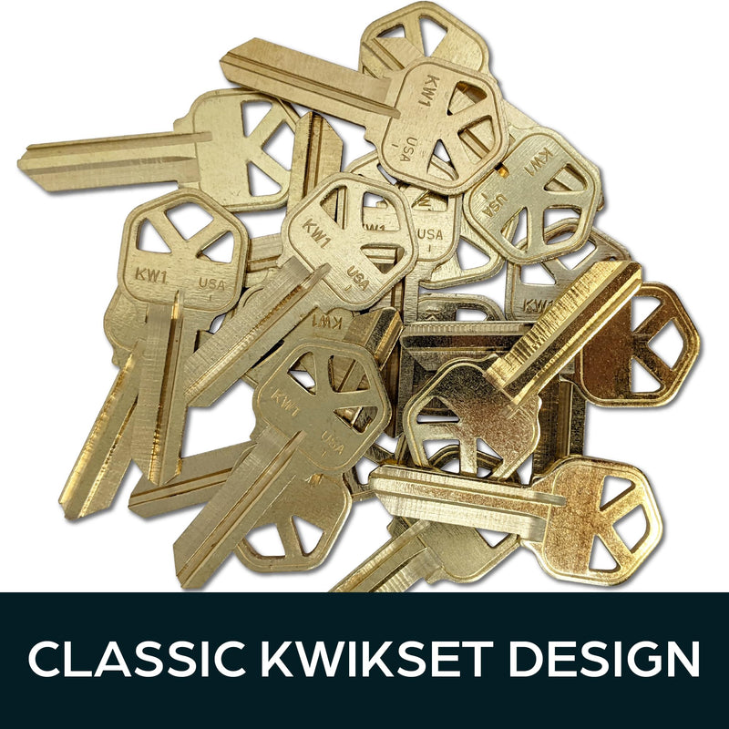 Summit Doorware Kwikset Key Blanks in Premium Brass Quality | Kw1 Uncut Blank Keys for Home and Professional Use | Pack of 50 Keys