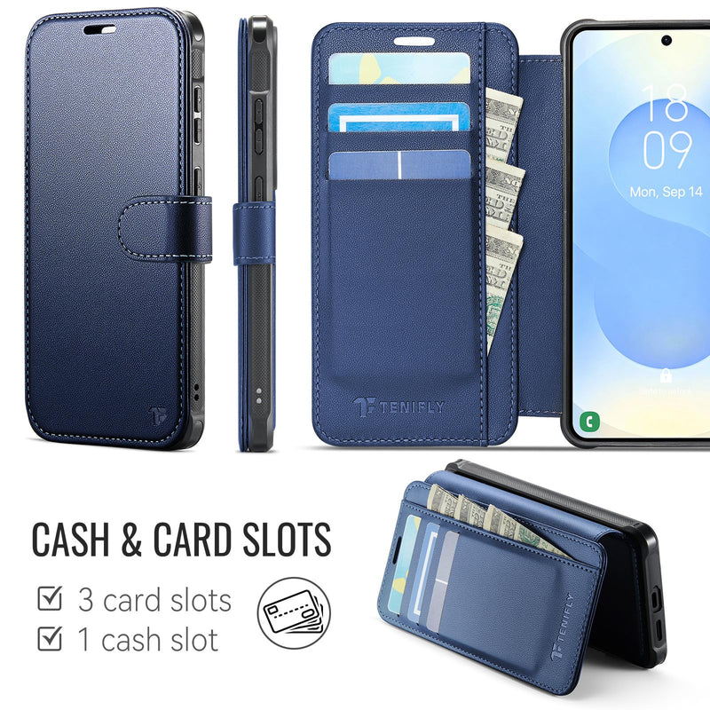 for Samsung Galaxy S26 Wallet Case Compatible with Magsafe | RFID Blocking Card Holder, Magnetic Phone Cover, Wireless Charging, Shockproof, PU Leather, for Men Women, Blue for Galaxy S26 - 6.3'' Luxury Blue