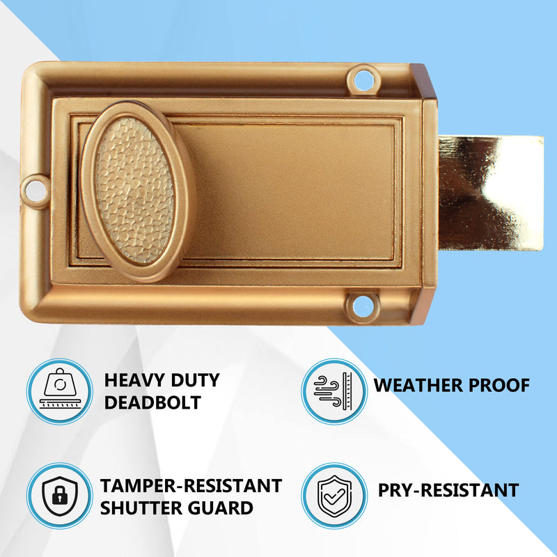 NU-Set Lock | Night Safety Deadbolt Lock | 5 Pin Keyed Cylinder for Added Door Security | Home Improvement & Door Hardware (Bronze) Bronze Single pack
