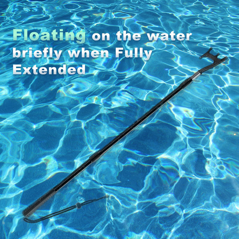 SAN LIKE Boat Hooks for Docking Extension Pole Hook Telescopic Boat Pole with Luminous Bead, Lightweight Floating, Non-Slip Rubber Handle, Durable & Rust-Resistant 3.58 Feet-black