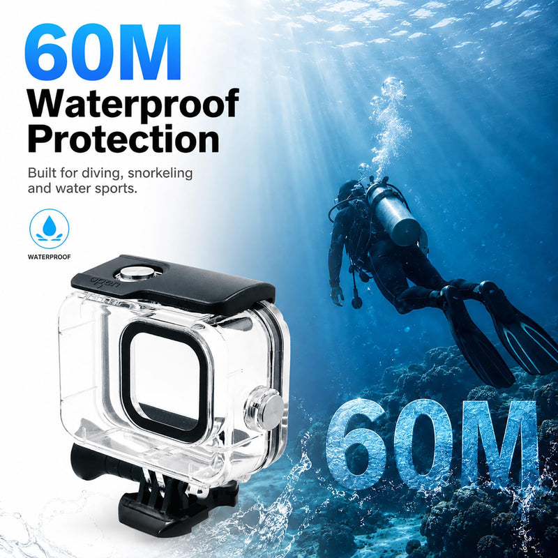 JINGCHEN Waterproof Case for GoPro Hero 13/12/11/10/9 Camera Dive Housing | 60M/196FT Protective Underwater Camera Housing Gopro Accessories for underwater photography & snow outdoor adventures