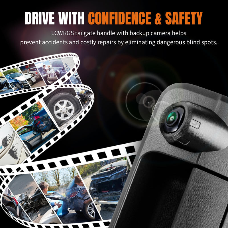 LCWRGS Tailgate Latch Handle Backup Camera Night Vision OE# 69090-0C051 | Compatible with 2007 2008 2009 2010 2011 2012 2013 Toyota Tundra Tail gate Door Handle Rear View Camera, Key Hole