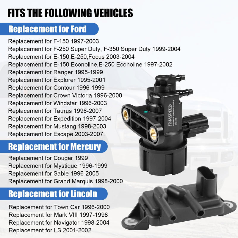 EGR Pressure Feedback Sensor DPFE15 + EGR vacuum solenoid valve vs63 Replacement for Ford F-150 E-150,E-250,Explorer,Ranger,Escape,Mustang,Lincoln Town Car,Mercury Cougar,F77Z9J460AB, F77Z9J460AB