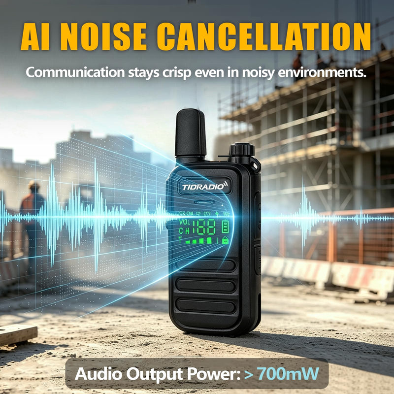 TIDRADIO M11 Plus FRS Walkie Talkies Long Range,Bluetooth Programming & AI Noise Canceling,NOAA,VOX,License-Free Handheld Two-Way Radios with USB-C Charging,for Business Hotel Construction Outdoor