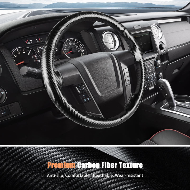 Steering Wheel Cover for Ford F150 2009-2014/Ford Expedition 2015-2017 Custom-fit Car Steering Wheel Cover for Ford Steering Wheel Protector Matte Black For F150 2009-2014/ Expedition 2015-2017