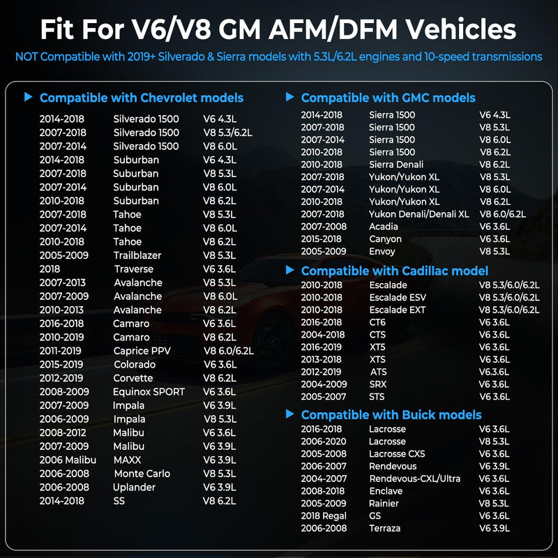 AFM Disabler Active Fuel Management Disabler, AFM/DFM Disabler Compatible with GM AFM Disabler 5.3 Silverado, Chevy Avalanche Tahoe GMC Sierra Yukon Denali Cadillac Escalade 4.3L 5.3L 6.0L 6.2L V6/V8