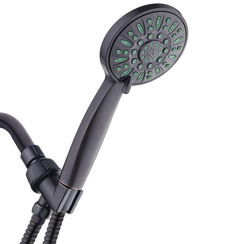 AquaDance Antimicrobial/Anti-Clog High-Pressure 6-setting Hand Shower, Microban Nozzle Protection from Growth of Mold, Mildew & Bacteria for Stronger Shower! Oil-Rubbed Bronze Finish/Coral Green Jets Oil-Rubbed Bronze / Coral Green Jets