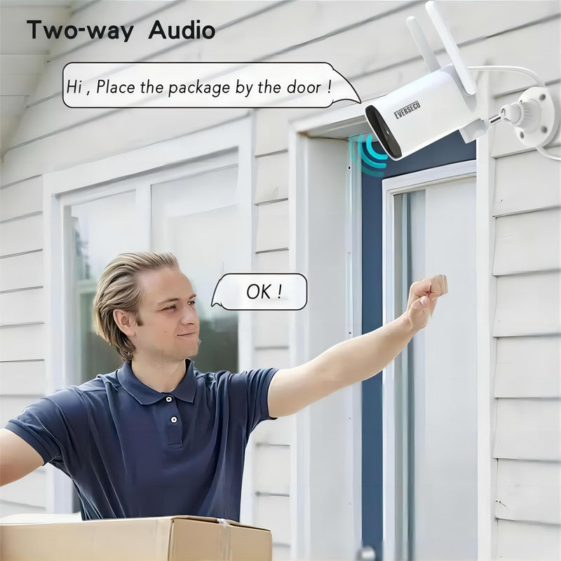 EVERSECU 2K WiFi PTZ Bullet Camera, Outdoor/Indoor, Pan/tilt, 2-Way Audio, Night Vision, Motion Detection Auto Tracking, Waterproof, Remote Access, RTSP Stream, Compatible with Alexa(4pack) 4pack White