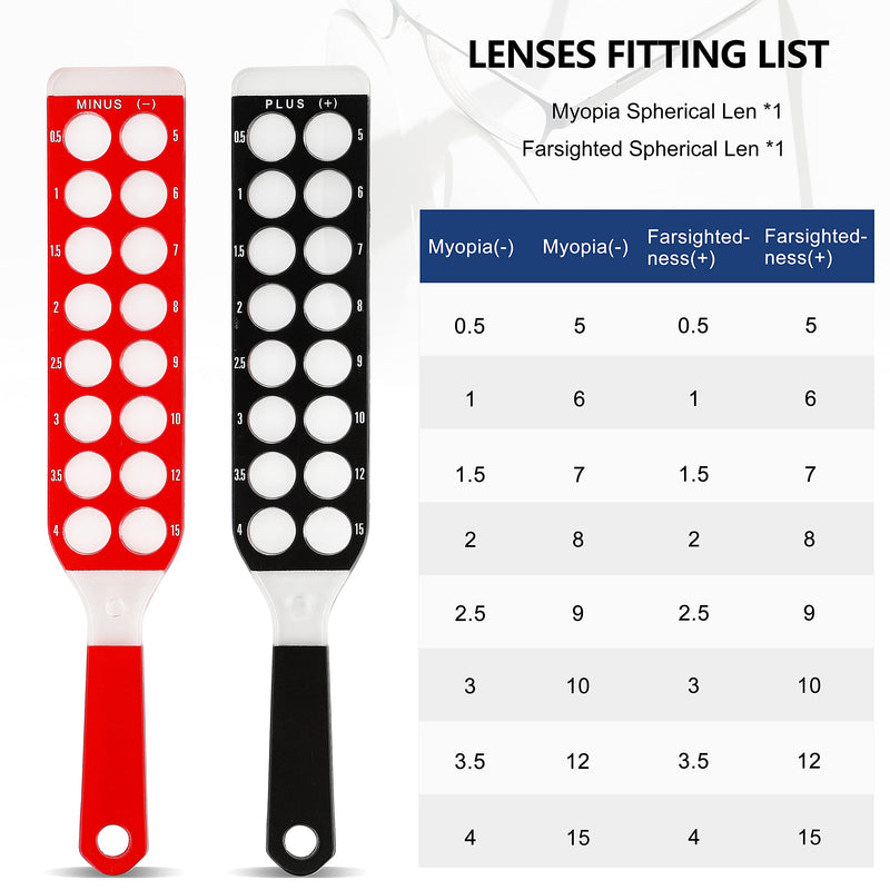 Hanchen Optical Retinoscopy Rack Lens Set for The Quick Examination of Diopter of Spectacles 2 Bars 32 Lenses with a Leather Pocket Sphere: +/- 0.5, 1, 1.5, 2, 2.5, 3, 3.5, 4-10, 12,15