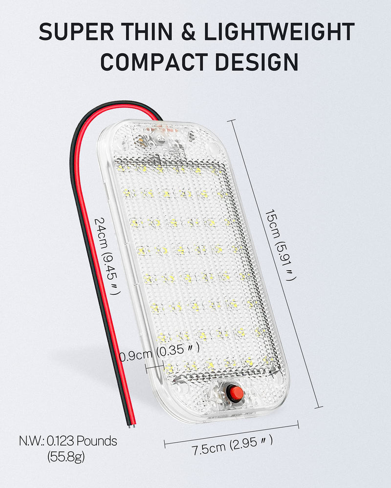 Dome Light for RV Interior, 48LED 800LM Ultra Bright 12 Volt LED White Lights, RV Ceiling Light with Switch Control, Ideal for Car Van Truck Camper Lorry Motorhome Boat(4 Pack) 48LED-4 PACK