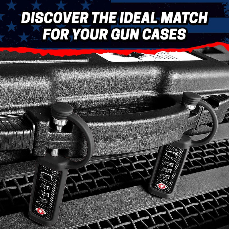 Cut-Resistant Gun Case Lock, TSA Approved Anti-Theft Single Shaft Padlock Black 2 Pack