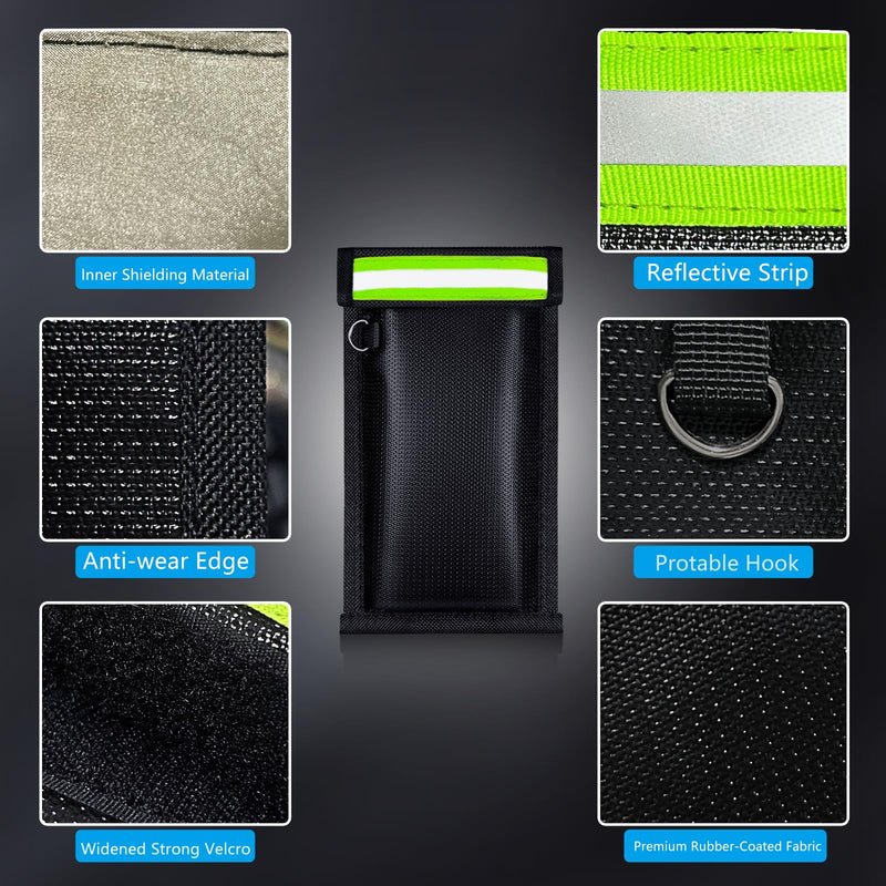 Faraday Bags for Phones and Car Keys 2 pack, Signal Blocking Pouch, Faraday Bags, Anti-Theft Faraday Cage, Fireproof & Waterproof Cell Phone Signal Blocking Bag Green
