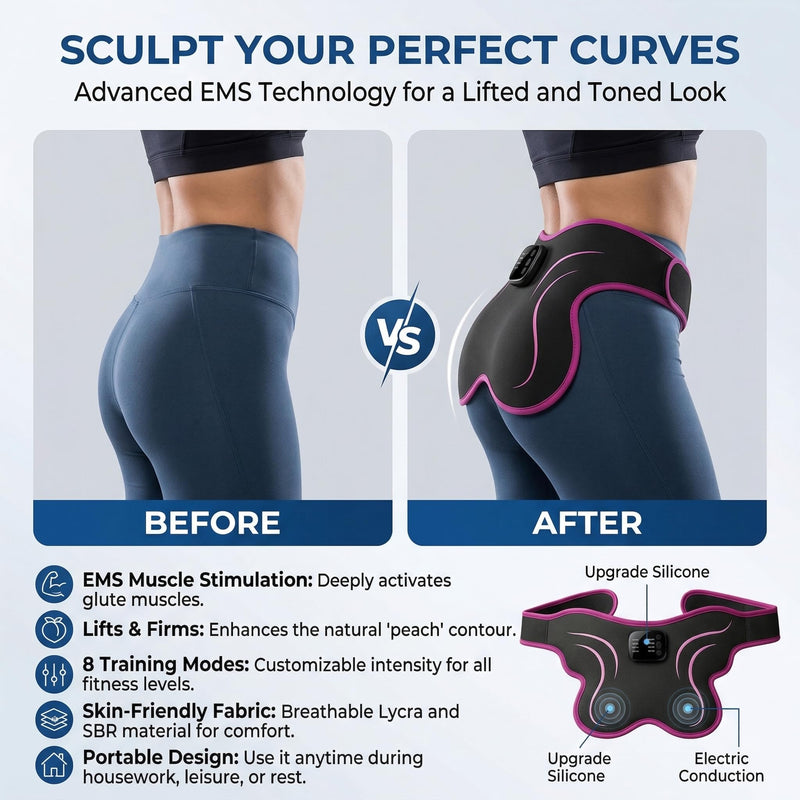 Booty Trainer for Women, EMS Muscle Stimulator for Butt Firming, Intelligent Wireless Fitness Apparatus, Model AST-301