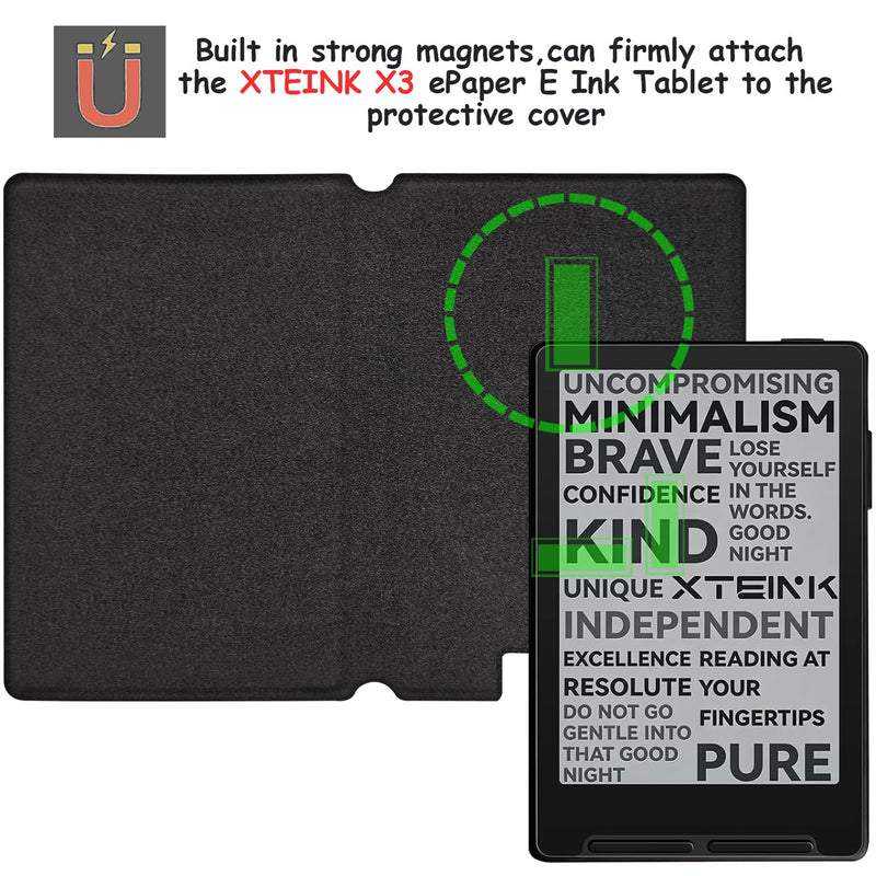Magnetic Case for Xteink X3 E-Book Reader, Ultra-Thin Lightweight Leather Protective Cover for 3.7" Xteink X3 with Magnetic Closure (Soft-Touch Matte Black) Soft-Touch Matte Black