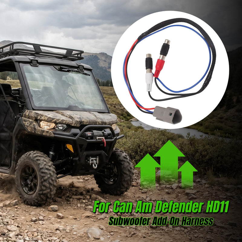 Subwoofer Amplifier Harness for Can Am Defender HD11 10" Display | RCA Audio Output Adapter, Remote Turn-On Wire, Mono Amplifier Connection, Factory Display Integration