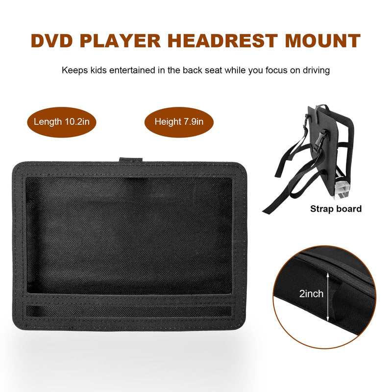 DVD Player Headrest Mount Holder, Portable Auto Backseat Mount for 9" to 10" DVD Players, Anti-Slip Video Player Headrest Holder for Most Cars SUVs MPVs, Car Accessories