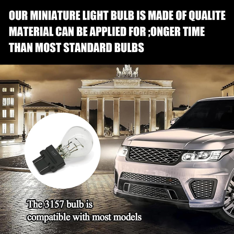 10 PCS 3157 Car Instrument Light Bulb, 12V 21/5W Waterproof Durable Vehicle Brake Light Replacements, Universal Automotive Marker Tail Light Accessories for Truck SUV Car (White Light) 10 PCS White Light