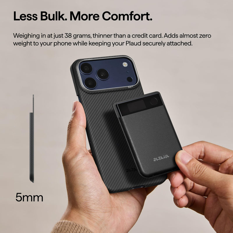 PITAKA Magnetic Carrying Case for Plaud Note & Note Pro, Aramid, Black/Grey | Ultra Slim Sleeve for Plaud Note & Note Pro, Compatible with MagSafe, Aramid Fiber Woven,Sliky Texture Black/Grey(Plain)