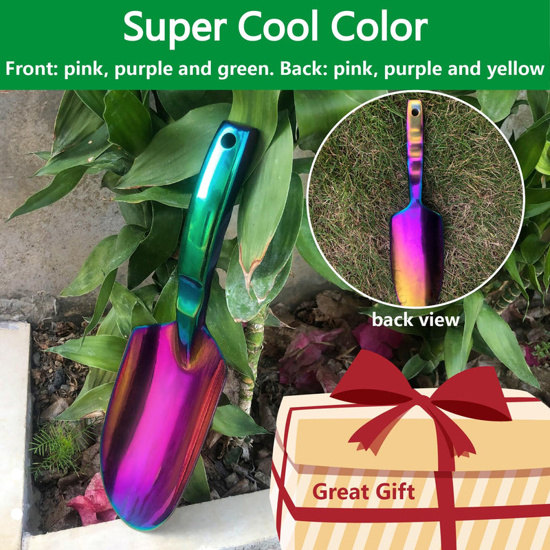 Garden Shovels - 2 Pack Gardening Tools, Heavy Duty Garden Trowels, High Strength Alloy Steel for Soil Digging Planting Transplanting Weeding - Solid Metal Handle, Colorful Dig-Plant Tool & Large Transplanter Tool