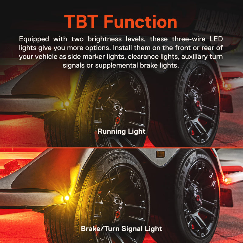 TRUE MODS 10pc 3/4" Inch Round Amber Trailer 12V LED Marker Light [3 Wire/DRL & Turn Signal] [DOT FMVSS 108] [SAE P2PC] [Semi-Spherical Output] [IP67 Waterproof] Small Marker Lights for Trailer Truck 10 Pack Amber (TBT)