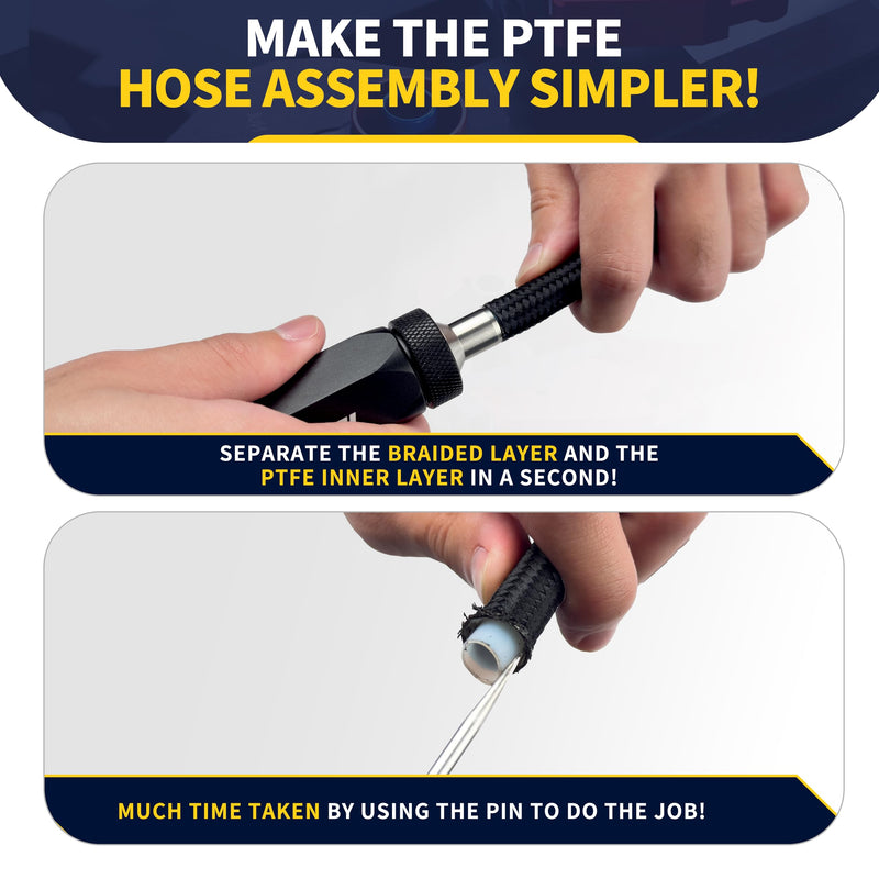 PTFE Hose Assembly Tool, Hose Reaming Tool For 4AN, 6AN, 8AN, 10AN PTFE Fuel Line Assembly. With a Double-ended AN Fittings Wrench 6AN Socket- AN8 B-nut, Blue With Wrench