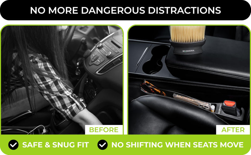 Car Seat Gap Filler Organizer with Bonus Interior Cleaning Brush- Universal in Between Seat Catcher for Cars,Trucks,SUV- Car Seat Gap Plug Storage Slot- Custom Seat Gapster- Car Seat Gap Filler Strip